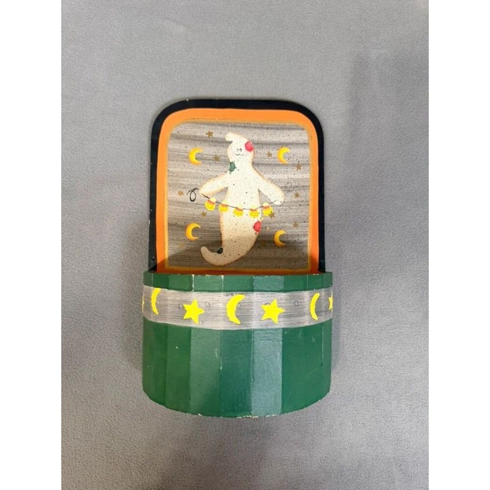Halloween Wooden Wall/Table Decor - Cute Ghost/ Rustic Bucket/Holder